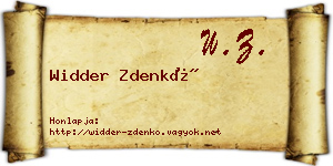 Widder Zdenkó névjegykártya